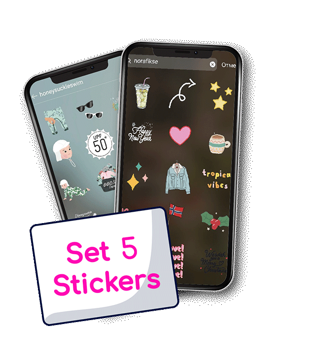 creativebrainly - stickers - design - instagram -facebook - social - media - iphone - smartphone - cool pics - beautifull - set 5 stickers